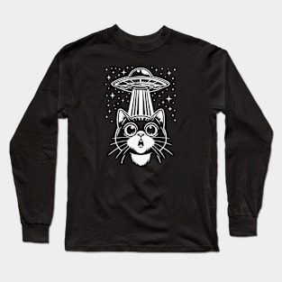 Alien Abduction Cat - UFO Space Cosmic Kitties Long Sleeve T-Shirt